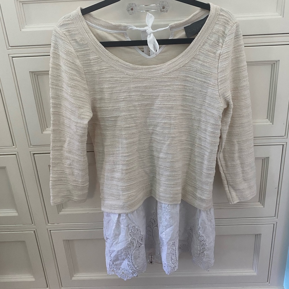Anthropologie NWT off white lace sweater